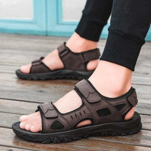 2021 New Mens Microfiber Leather Sandals Shoe Summer Lightweight Non-slip Wear Mens Shoes Outdoor Beach Sandals Men Casual Shoe