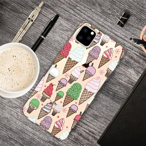 New Silicone Case for Apple iPhone X XR XS XI MAX XIR 7 8 Plus 6 6s Plus 5 5C 5S SE Fashion Cartoon Pattern Ice Cream