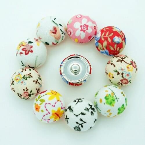 NS0012 10Pcs MIXed 20MM Manual Flowers Cloth snap buttons Random fit DIY charm snap bracelet Accessories wholesale charm