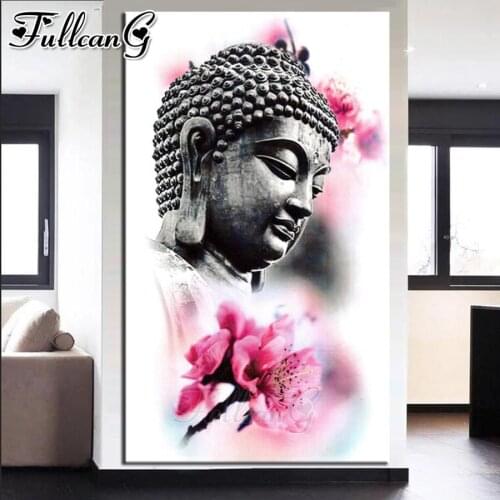 FULLCANG 5D religious icon full square/round drill diy diamond painting zen buddha flower 3D mosaic embroidery sale decor FC1778