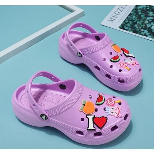 Purple Cute Cartoon Sandals Women Clogs Wedge Shoes Women Platform Outdoor Beach Garden Sandals Women Nurse Clogs женская обувь
