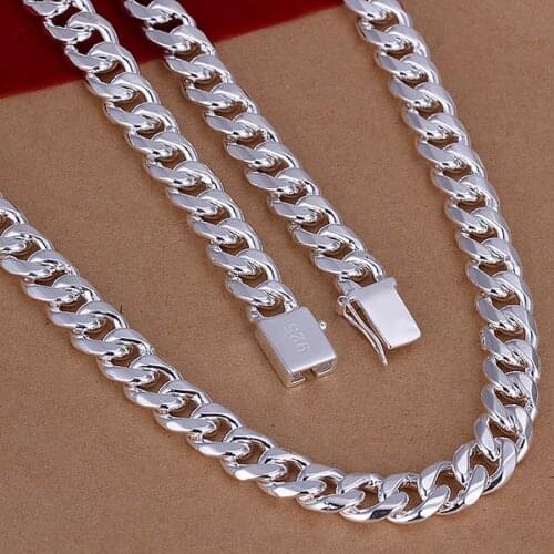 Silver color exquisite noble gorgeous charm fashion Women Men 10MM solid chain heavy Necklace 20 inch Silver jewelry N011
