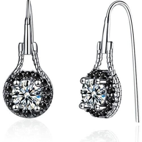 Vintage Elegant Small Sun Flower Stud Earrings For Women Micro Black Zirconia Paved Charming Earring Hook Piercing Jewelry Gifts