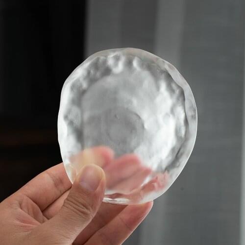 Glass coaster, kungfu tea ceremony cup, Zen tea cup mat, small saucer pot, hand-made small pot mat