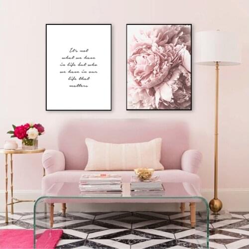 Style Wall Picture Modern Living Room Decoration Scandinavian Art Flower Canvas Poster Pink Peony Floral Print Painting Nordic