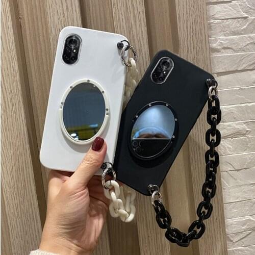 Stand Holder Mirror Function Case for Huawei Mate 40 30 20 10 9 Lite Y5P Y5 2018 Y5 II Y3 2017 Soft TPU Cover With Bracket