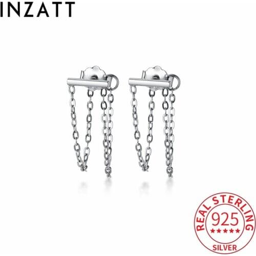 INZATT Real 925 Sterling Silver Chain Tassel Stud Earrings For Fashion Women Party Punk Fine Jewelry Accessories Drop Shipping