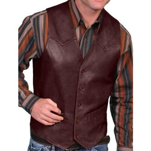 Vest V Neck Single-breasted Western Sleeveless Men Waistcoat for Horseback Riding