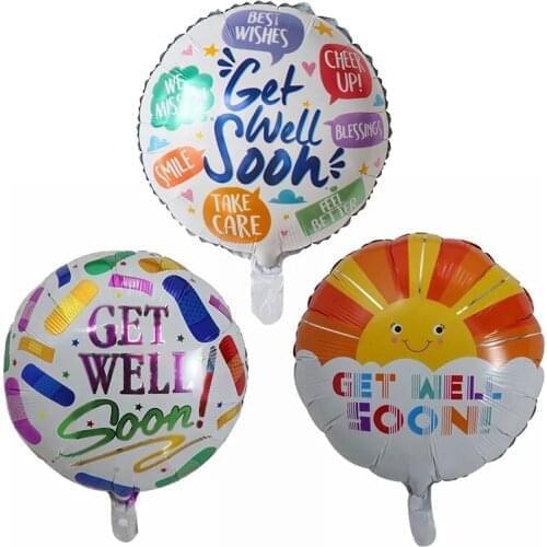 10pcs 18inch Round GET WELL SOON Best Wishes Foil Helium Balloons Birthday Theme Party Decoration Supplies Kids Toys Air Globos
