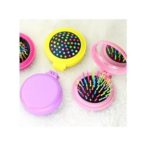100pcs fashion Portable Beauty Mini Mirror Folding Comb Airbag Massage Round Hair