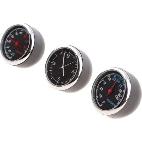 3Pcs/set Classic Car Dashboard Small Round Analog Quartz Hygrometer Thermometer Humidity Meter (Hygrometer)