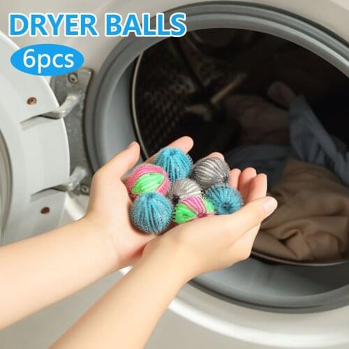 6PCS Washing Balls Reusable Anti-winding Laundry Hair Lint Remover Balls for Home Washing Machine Supplies Random Color Behogar