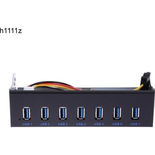 7 Ports USB 3.0 Hub 5Gbps 5.25" CD-ROM Drive Bay CD ROM Front Panel for Computer Case USB 3.0 19-pin Header to Type-A Male Cable