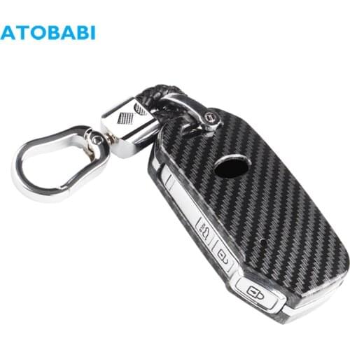 ABS Car Key Case Carbon Smart Keychain Holder Remote Control Protector Cover For Kia Soul Seltos Telluride Forte 2019 2020 2021