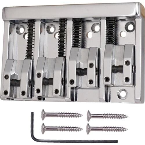 Bass Roller Saddle Bridge Tailpieces with Screws Wrench Set for 4-String Electric Bass Parts