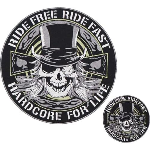Live free ride FAST LARGE JOKER MOTORCYCLE BACKING Embroidered biker Patches