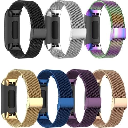 Wristband Replacement Bands Bracele for Fitbit Charge 3 /3SE/ FitBit Charge 4 Stainless Steel Metal Magnet Magnetic Strap