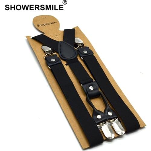 Black Suspenders Men Classic Pants Strap Y Back Casual Retro Trouser Braces 4 Clips Elastic Male Suspender Belt 120cm*2.5cm