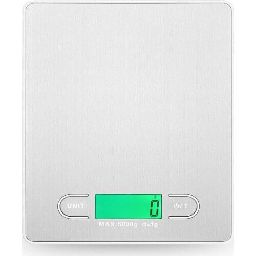 Digital Kitchen Food Scale,Round Stainless Steel Kitchen Scale Weight For Food Vegetable,LCD Display 1g/0.1 oz,Max 5000g
