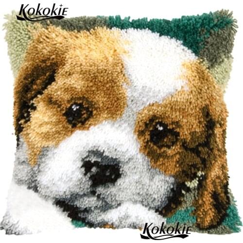 DIY dog cushion embroidery yarn handmade embriodered mats Latch hook kits handicraft needlework cross stitch kits cushion 43x43