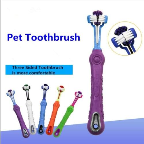 Hot Selling Three Sided Pet Toothbrush Dog Brush Addition Bad Breath Tartar Teeth Care Dog Cat Cleaning Mouth