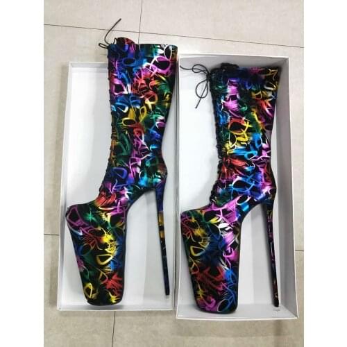 MKKHOU 2020 new personalized fashion 30cm high heel colorful waterproof platform lacing runway boot womens boot size 33-49