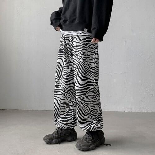Youth Streetwear Black Pants Men Joggers 2021 Mens Straight Harem Pants Men Korean Hip Hop Trousers Plus Size Zebra pants