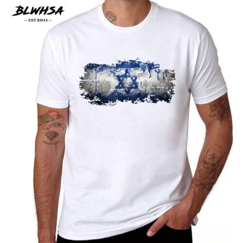 BLWHSA Israel Flag T shirt Men Fashion Summer Short Sleeve Round Neck Design Funny T-shirts Printing Israel Flag Men Clothing