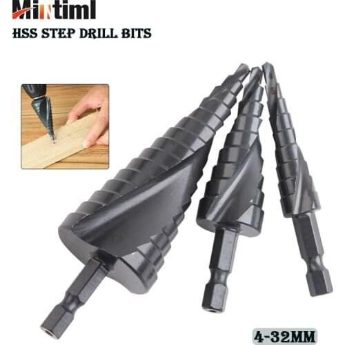 Cobalt Step Stepped Drill Bit Set Nitrogen High Speed Steel Spiral For Metal Cone Triangle Shank Hole Woodworking Tools