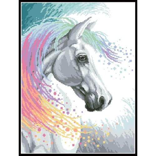 Colorful Horse Stamped Cross Stitch Pattern Kits Printed Fabric 11CT 14CT Embroidery Sets For Needlework DIY Home Decor Painting