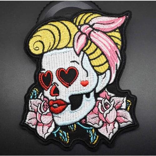 Big Size Pinup With Flower Yellow Woman On Bomb Iron on Embroidered Cloth Clothes Patch For Clothing Girls Wholesale