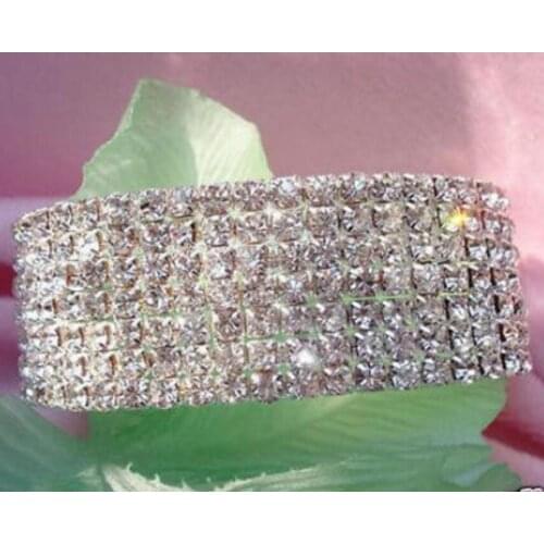 New hot 18K GP 7 Rows Rhinestone crystal Bracelet adjus