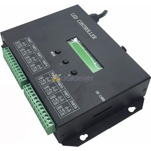 H803SA full color pixel controller 8 port off-line/stand-alone/SD card ;8192pixels controlled;can connect to DMX console