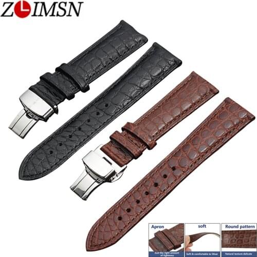 ZLIMSN Handmade manufacture Luxury crocodile leather watch Band strap 12mm-26mm round and Bamboo stripe Crocodile skin Watchband