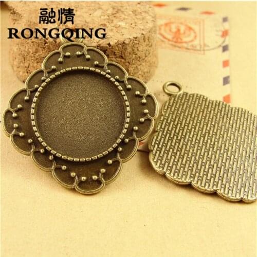 RONGQING 30pcs/lot Special Lines Rhombus Cabochon 20mm Base Settings Handmade Jewelry Supplier Wholesale