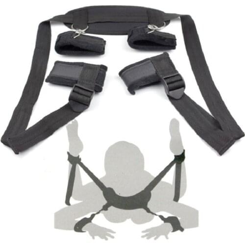 Womens Sexy Lingerie BDSM Bondage Handcuffs Leg Open Restraints Neck Ankle Cuff Straps Erotic Costume Products
