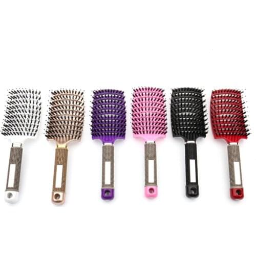 Girls Hair Scalp Massage Comb Bristle Nylon Curly Detangle Wet Hair Brush Anti-Slip Brush Hairdressing Household Supplies