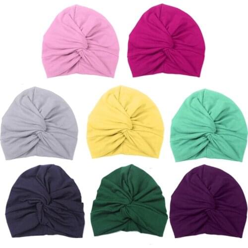 Cute Baby Hat Cotton Soft Turban Knot Summer Hat Newborn Cap For Baby Girls Q1FE