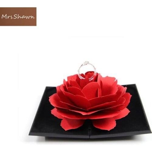 Mrs.Shawn Unique Pop Up Rose Wedding Engagement Rings Box Surprise Jewelry Storage Holder valentines day Best Gift Boxes