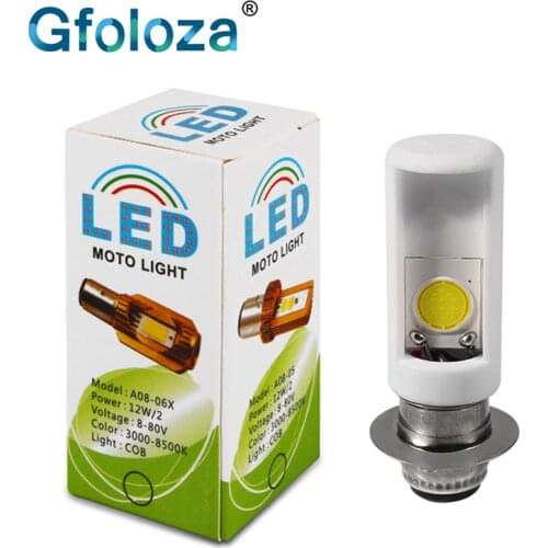 Gfoloza H6M PX15D P15D LED Motorcycle Headlight High Power COB Bulbs For Motor Scooter Moped Headlamp White 6000K 1600Lm 12V