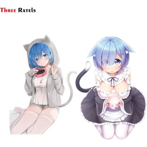 Three Ratels FC707 kitty neko rem re zero anime girl car Stickers skateboard decal