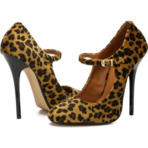 Sexy Leopard Strap Drag Queen Trans Queer Crossdresser Mens Stiletto Pointed Toe Black Red Velvet Pumps EUR 37-46 Women Shoes