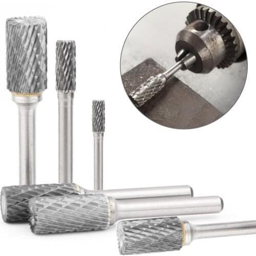 Tungsten Steel Rotary File 1pcs Boule Slot with Blade Top Carbide Burrs Alloy Cylindrical Milling Cutter Column Type 3-16