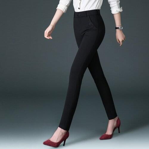 Womens Casual black Pencil Pants 2020 New arrival 95% Cotton Elastic Slim Skinny Pants Femal Womens Stretch Pencil Trousers