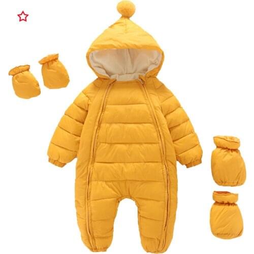Winter baby romper plus velvet thickened baby romper baby onesies for outing newborn hugging clothes