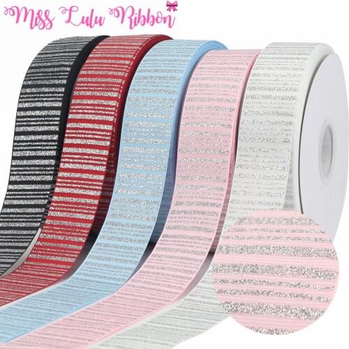 1-1/2"38mm 50 Yards Silver Striped Printing Ribbon Sewing Supplies DIY Bow Material Handmade Decoration Accessories