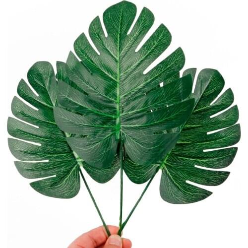10pcs Artificial Fake Palm Leaves Leaf-shaped Green Plants Home Wedding DIY Decoration Cheap Flowers Arrangement Plant Leaf