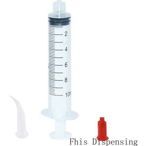 10 Packs Adhesive Dispensing Tip 27G TT All-Plastic Curved Needle and 3ml Syring