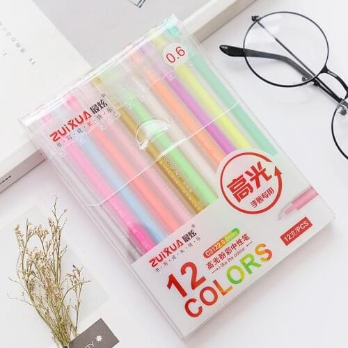 12 colors Gel Pens Set Glitter Gel Pen for Adult Coloring Books Journals Sketching Drawing Doodling Art Markers