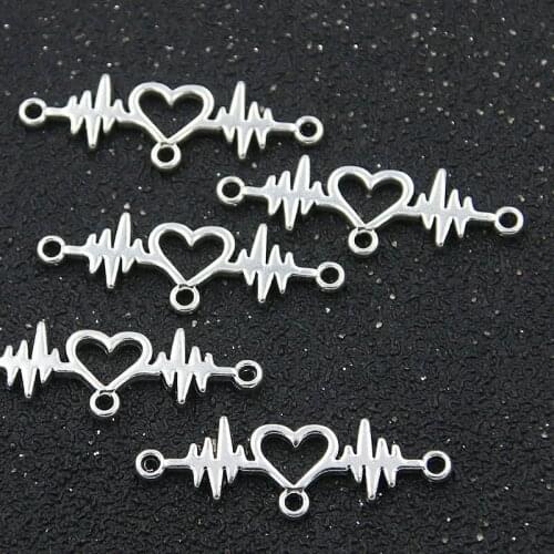 20pcs 10*30MM 2021 New Vintage Lightning Heart Connectors Pendants Zinc Alloy For DIY Jewelry Making Handmade Find